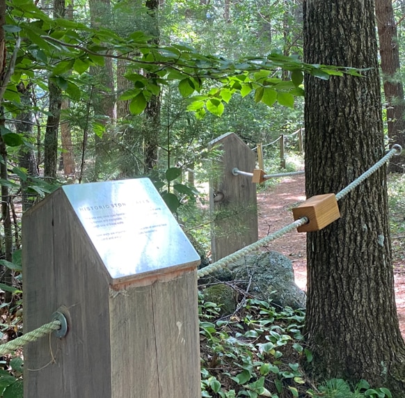 Tupelo Blind Trail markers and ropes with Braille text 