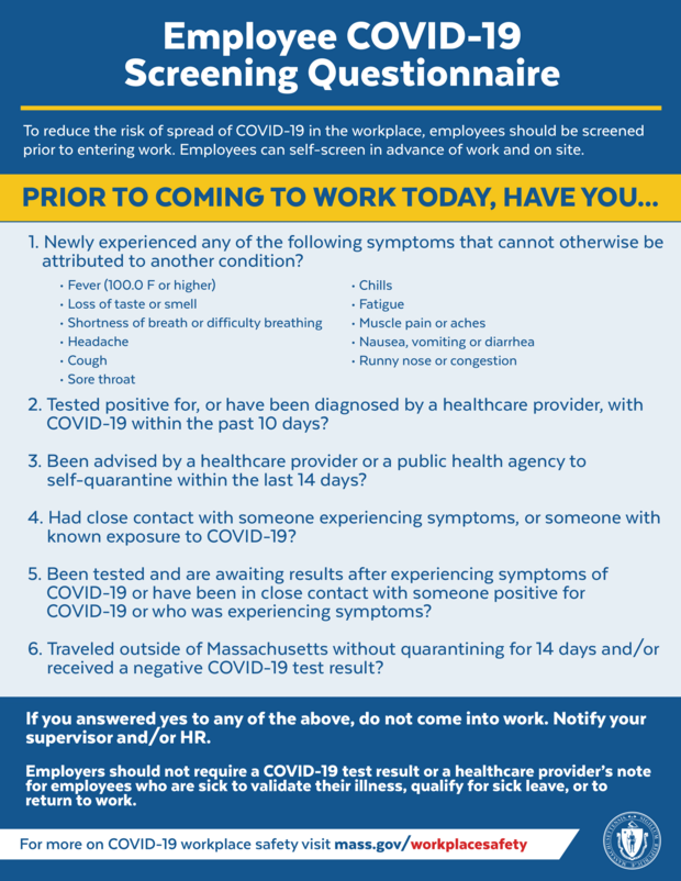 employee COVID-19 screening flyer