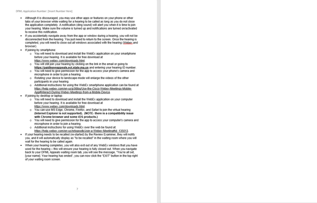 A virtual hearings confirmation email