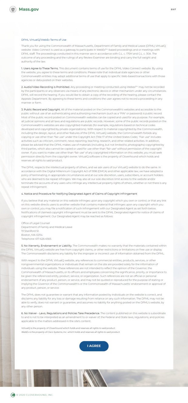 Virtual hearings terms and conditions