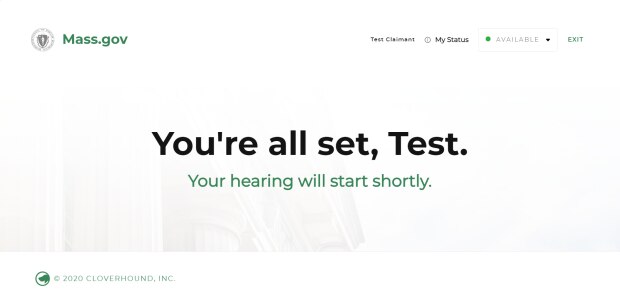 A virtual hearings test confirmation screen