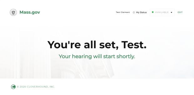 A virtual hearings test confirmation screen