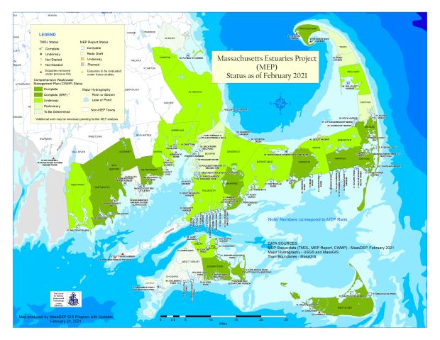 Massachusetts Estuaries Project map 2021 update