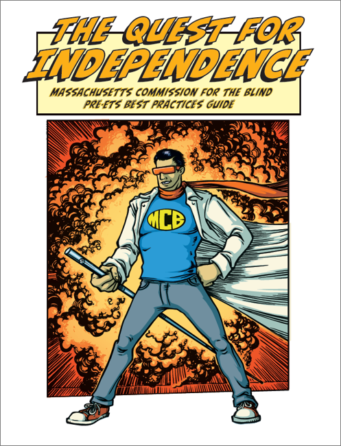 MCB Pre-ETS Best Practice Guide Graphic Novel The Quest for Independence Front Cover with MCB Superhero
