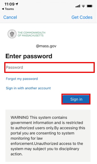 image of Azure AD password reset Action 3 step 1 screen