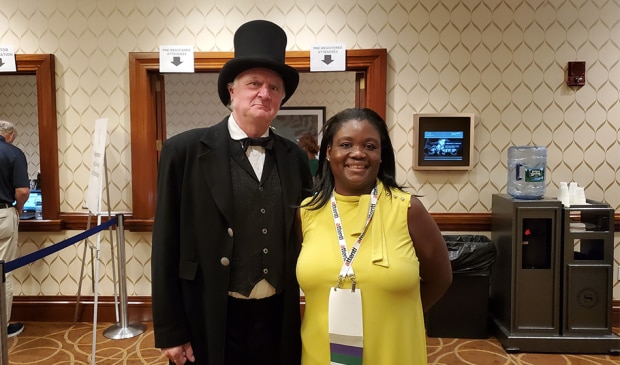 Chief Probation Officer Michelle Williams and an actor dressed as John Augustus at the APPA convention
