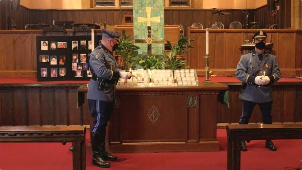 State Troopers light a candle for every Berkshire victim of fatal impaired driving collision. 