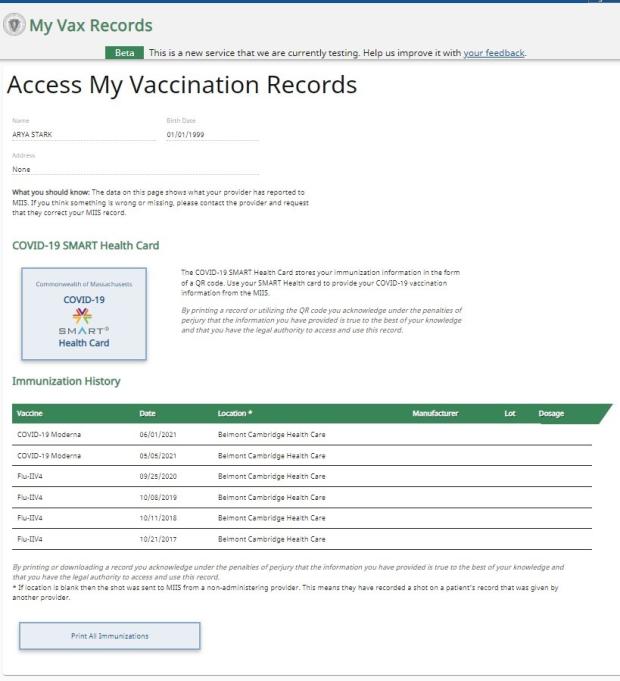 Access your Vaccination Records