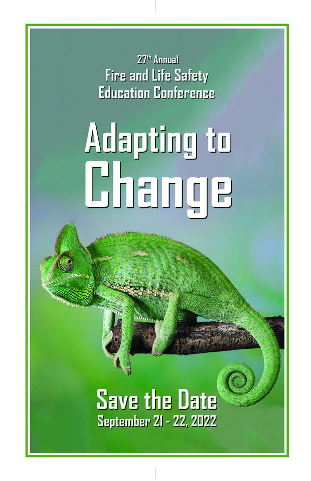 Picture of a chameleon with the words, "Adapting to Change." This is the conference logo.