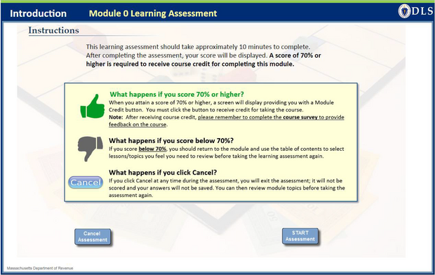 Taking a module’s Learning Assessment