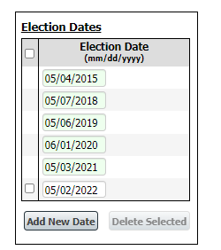 Entering Election & Town Meeting Dates