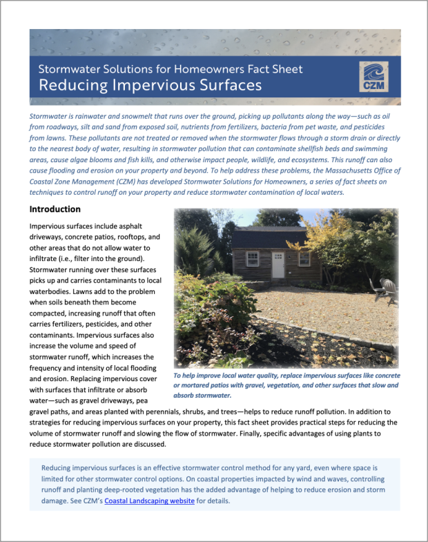 reducing impervious surfaces cover