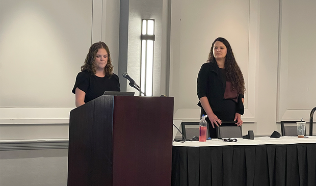 Assistant Statewide Manger of Victim Services Courtney Bacon and Electronic Monitoring (ELMO) Unit Program Manager Anissa Hannon present at APPA