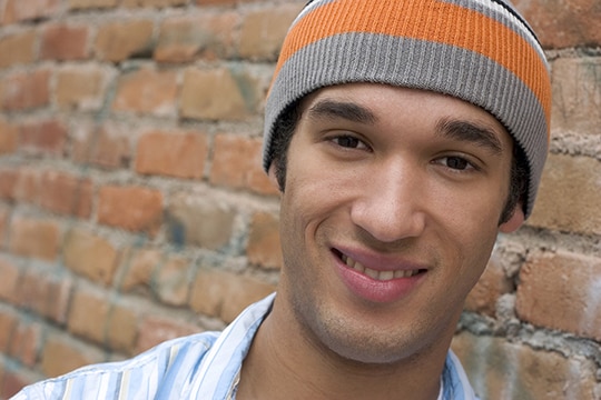 Young man with knitted cap