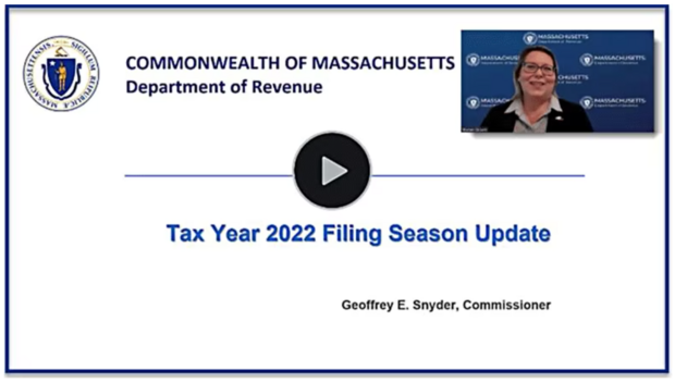 powerpoint slide of the DOR Tax Year 2022 Filing Season featuring DOR employee