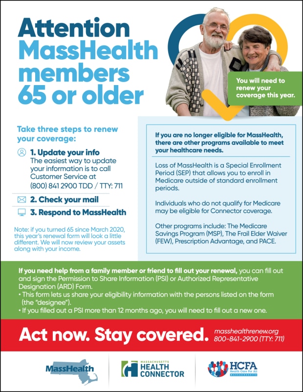 Image of MassHealth Flyer for Members who are 65 and Older