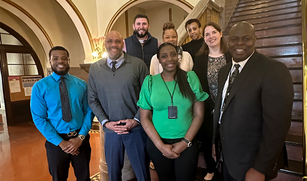 Pictured, from left, are: Jameson Dorrine, Edward Colon, Shawnta Reid, and Pamerson Ifill. Second row: Daniel Klein, Donna Wilson, Mahlet Kebede, and Natalie Lorenti. 