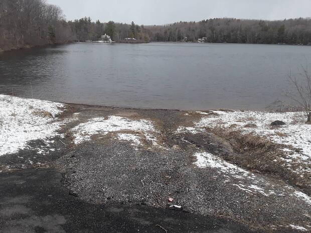 gravel launch with erosion terminating at waters edge