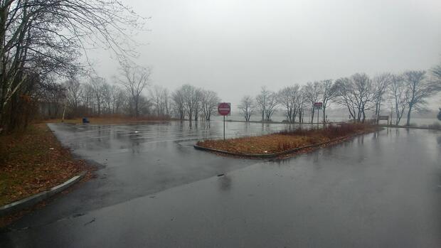 large paved parking lot for boat ramp