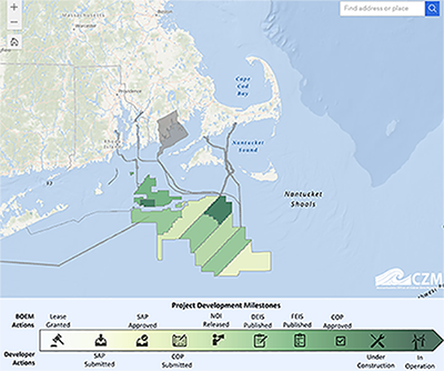 Status of Offshore Wind Lease Development in the Northeast - Online Viewer Screenshot