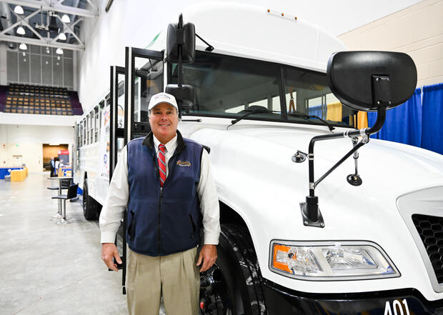 Jim Anderson, Vice President, Anderson Blue Bird Bus Sales of New England, at MASSBUYS in June