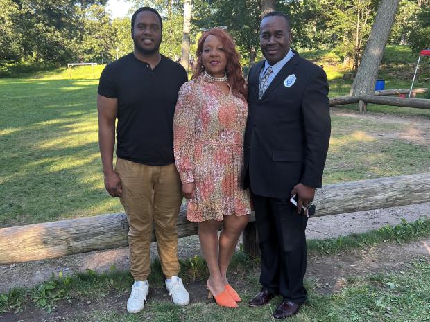 Paul Nwokeji at National Night Out with his wife, Pam, and son, Paul.