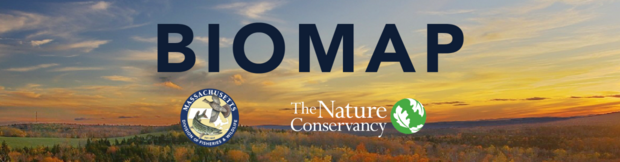 Autmn landscape of trees and hills with the text BioMap 