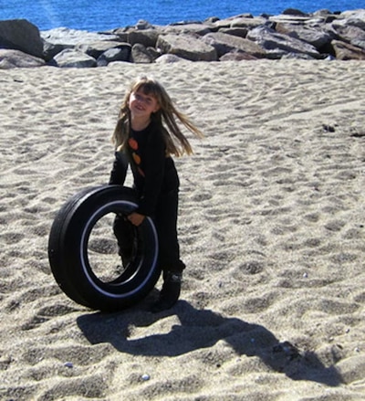 coastsweep cleanup child with tire