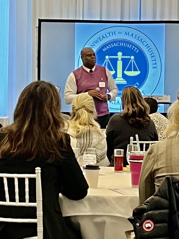 Commissioner of Probation Pamerson Ifill addresses the Chief Probation Officer Association Conference.