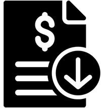 graphic, dollar symbol and down arrow