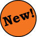 The word "New!" on an orange background.