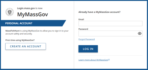 screenshot of mymassgov login