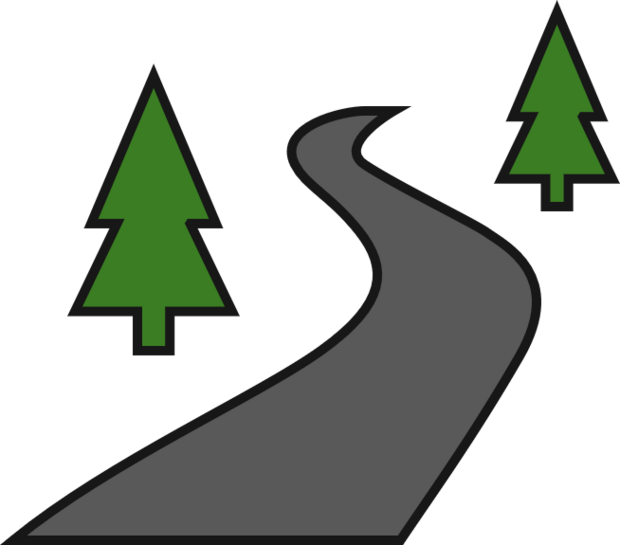 A road and trees