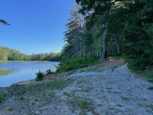 An unpaved area for launching small boats