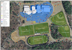 A diagram of the rainwater harvesting system at Belchertown High School 