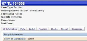Screenshot of Land Court case selection tabs
