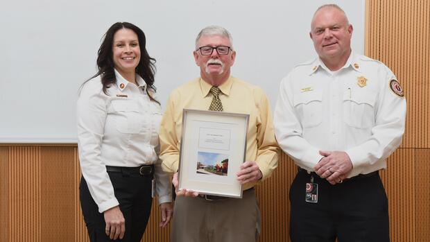 Fire Academy staff receiving an award