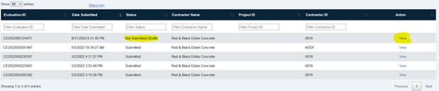 evaluations listings screenshot