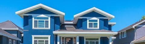 Public housing with exterior paint in blue