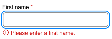 First name field and error message