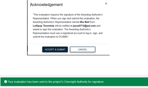 acknowledgement screenshot