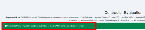 evaluation confirmation screenshot