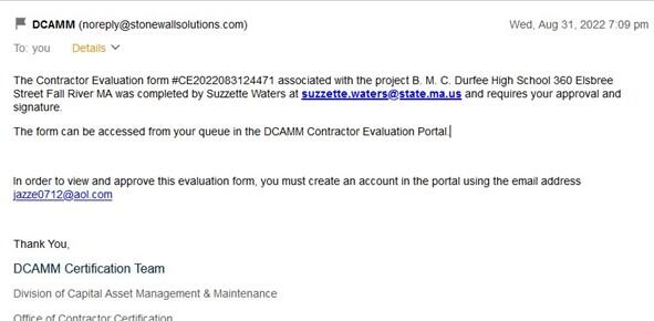 email confirmation screenshot