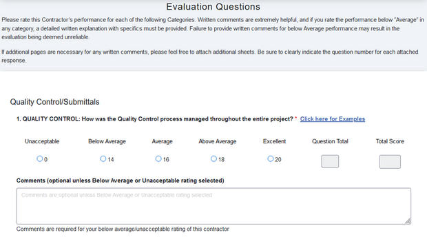 evaluation questions screenshot