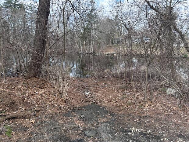 unimproved dirt cartop boat launch in moderate vegetation