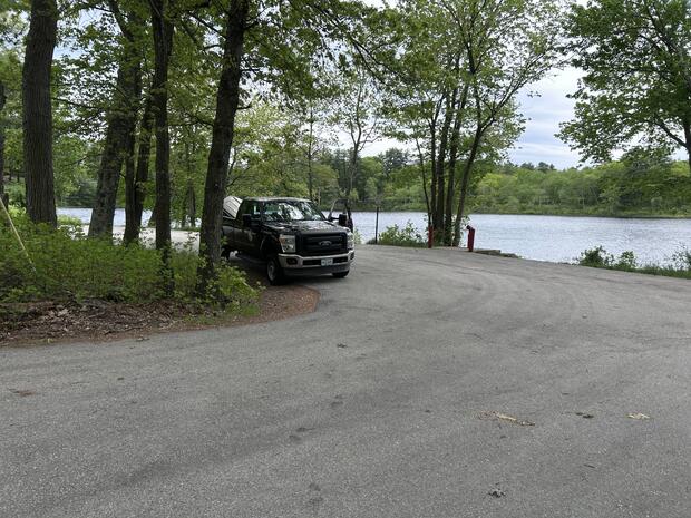 small parking area associated with stevens pond