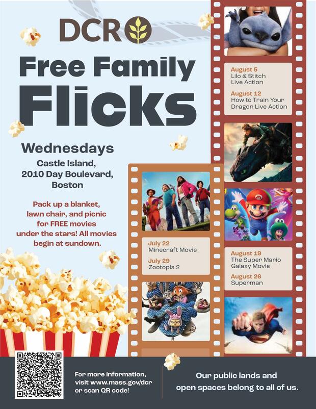 Poster for Castle Island Free Family Flicks.