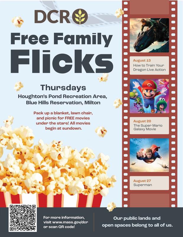 Poster for Houghton's Pond Free Family Flicks.