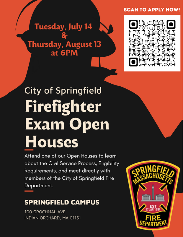 Springfield Firefighter Exam Open Houses Flyer, information in body of event page