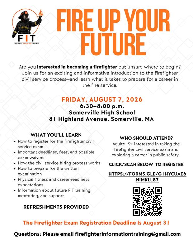 Somerville Firefighter Information Session Flyer